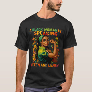 Eine schwarze Frau spricht dem Schwarzen Mon lausc T-Shirt