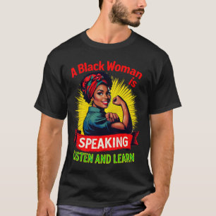 Eine schwarze Frau spricht dem Schwarzen Mon lausc T-Shirt