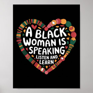 Eine schwarze Frau spricht Hören Sie zu und lernen Poster