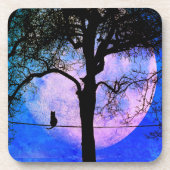 Eine schwarze Katze auf einem Draht Vollmond Getränkeuntersetzer (Vorderseite)