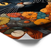 Eine schwarze Katze in einem BlumenSweater Poster (Ecke)