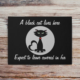 Eine schwarze Katze lebt hier, ein sonniges Hausti Fußmatte
