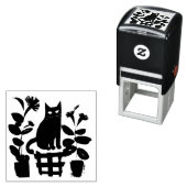 Eine schwarze Katze mit Hauspflanzen Permastempel (Beispiel)