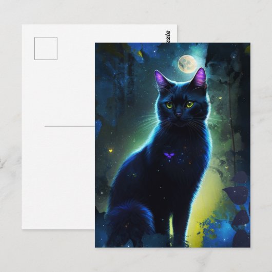 Eine schwarze Katze Postkarte (Vorne/Hinten)