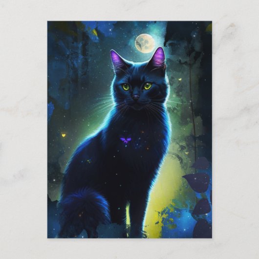 Eine schwarze Katze Postkarte (Vorderseite)
