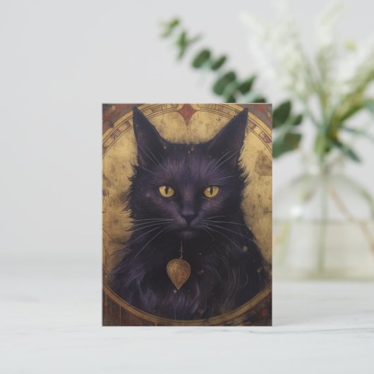 Eine schwarze Katze Postkarte (Stehend Vorderseite)