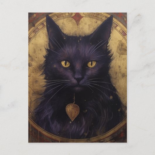 Eine schwarze Katze Postkarte (Vorderseite)