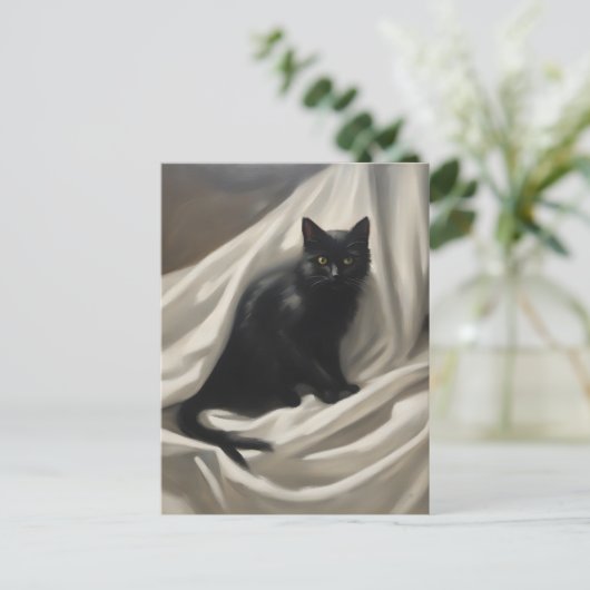 Eine schwarze Katze Postkarte (Stehend Vorderseite)
