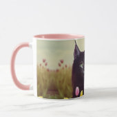 Eine schwarze Katze Tiptos durch die Tulpen - Tass Tasse (Links)