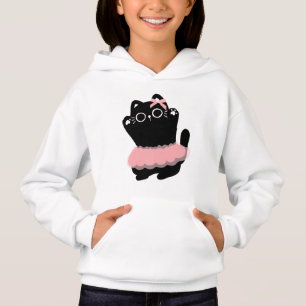 "Eine schwarze Katze wird in einem Tanzrock lebend Hoodie