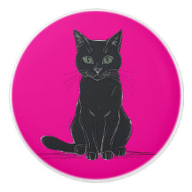 Eine schwarze Katzen-Türgriff