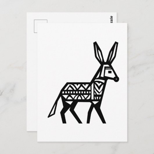 Eine schwarze Silhouette Gemusterte Donkey Tattoo- Postkarte (Vorne/Hinten)