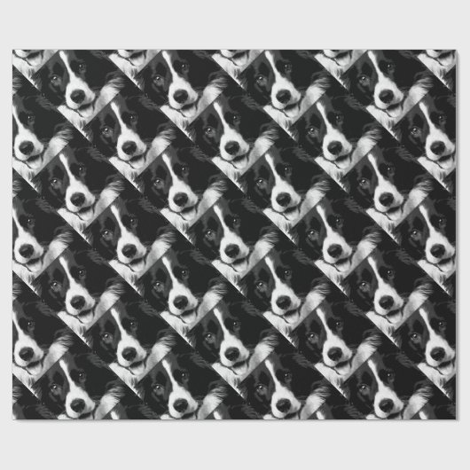 Eine Schwarzweiss-Border-Collie Geschenkpapier (Flach)