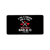 Eine Schweinehähnchenkuh wandert in eine Bar Funny Adressaufkleber (Vorne)