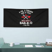 Eine Schweinehähnchenkuh wandert in eine Bar Funny Banner (Messe)