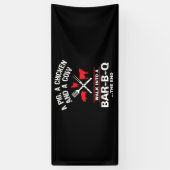 Eine Schweinehähnchenkuh wandert in eine Bar Funny Banner (Vertikal)