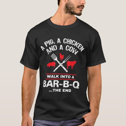 Eine Schweinehähnchenkühe Wandern in die Bar Funny T-Shirt (Vorderseite)