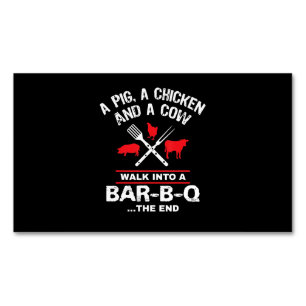 Eine Schweinehähnchenkühe Wandern in eine Bar Fu Magnetische Visitenkarte