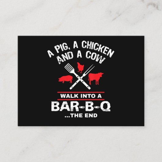 Eine Schweinehähnchenkühe Wandern in eine Bar Funn Visitenkarte (Vorderseite)