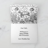 Eine Schwimm-Meeresschildkröte und eine farbige Se Karte (Innenseite)