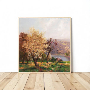 Eine Seelandschaft im Frühling von Adolf Kaufmann Poster