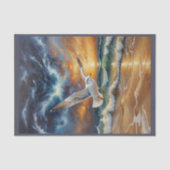 Eine Seemöwe, die über den stürmischen Ozean flieg Seidenpapier (Vorderseite)