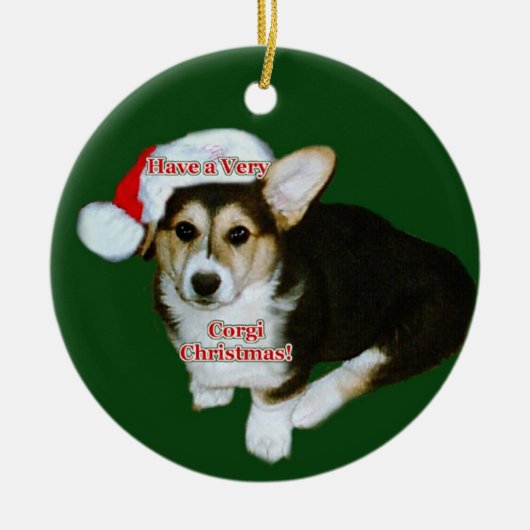 Eine sehr Corgi-WeihnachtenGimli Welpen-Verzierung Keramikornament (Vorne)