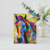 Eine sehr farbenfrohe Pferdepostkarte Postkarte (Stehend Vorderseite)