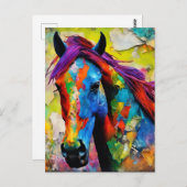 Eine sehr farbenfrohe Pferdepostkarte Postkarte (Vorne/Hinten)