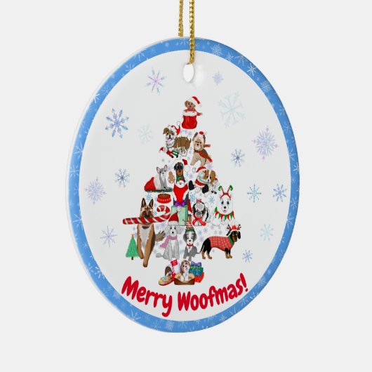 Eine sehr frohe Doggie Weihnachts-Keramik Ornament (Rechts)