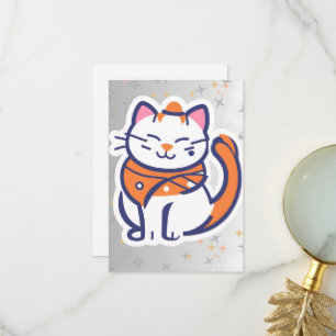 Eine sehr glückliche, weiße und rosa Tuxedo Katze  Dankeskarte