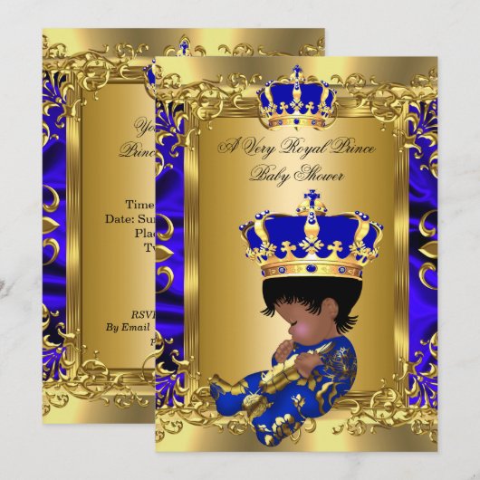 Eine sehr königliche Prince Baby Dusche ethnisch Einladung (Vorne/Hinten)