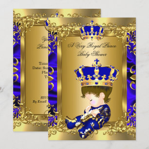 Eine sehr königliche Prinz-Baby-Party Brünette Bab Einladung