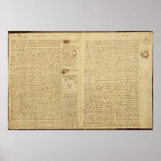 Eine Seite aus dem Codex Leicester, 1508-12 Poster (Vorne)