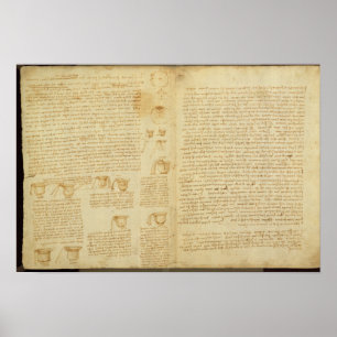 Eine Seite aus dem Codex Leicester, 1508-12 Poster