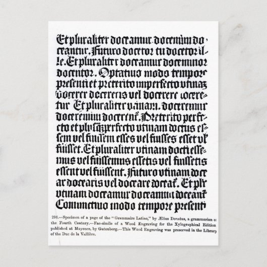 Eine Seite des "Grammaire Latine" Postkarte (Vorderseite)