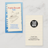 Eine Seite Doodle Tutor Blue Business Card Visitenkarte (Vorne/Hinten)