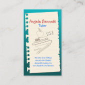 Eine Seite Doodle Tutor Turquoise Business Card Visitenkarte (Vorderseite)