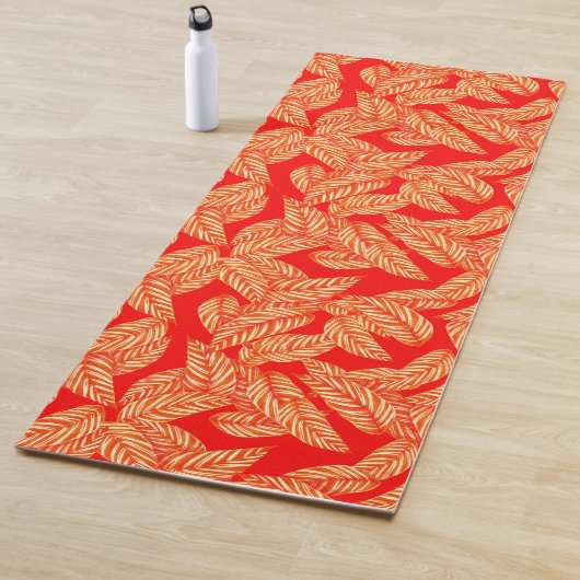Eine Seite Rotes Leaf Print Yoga Mat Yogamatte (Beispiel)