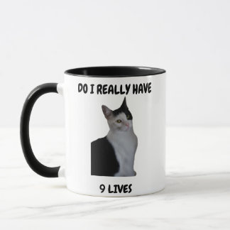 Eine seltsame Katze mit einer Frage Tasse