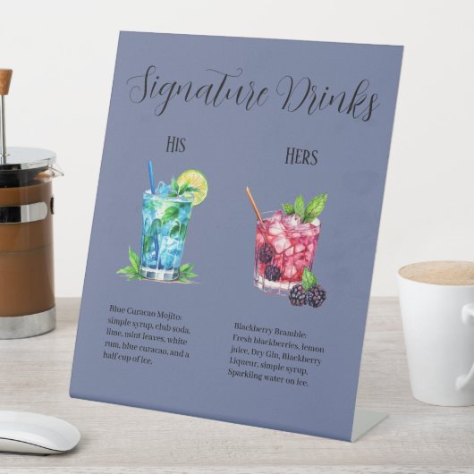 Eine Signature-Drink-Menüvorlage für jeden Anlass Sockelschild (In Situ)