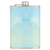 Eine silberne Taschenflasche mit einem glatten Far Flachmann (Vorderseite)