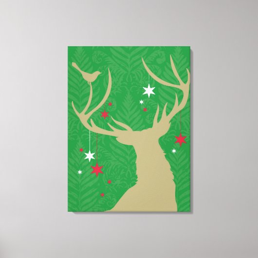 Eine Silhouette eines Hirsches mit Sternen Leinwanddruck (Vorderseite)