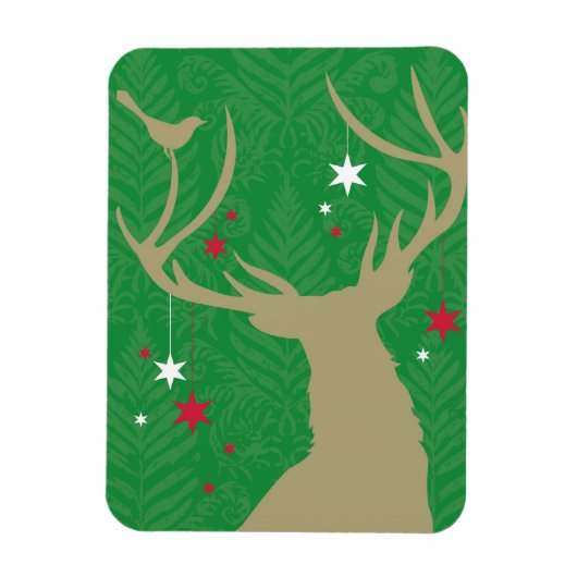 Eine Silhouette eines Hirsches mit Sternen Magnet (Vertikal)