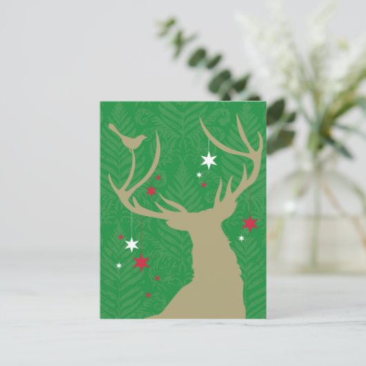 Eine Silhouette eines Hirsches mit Sternen Postkarte (Stehend Vorderseite)