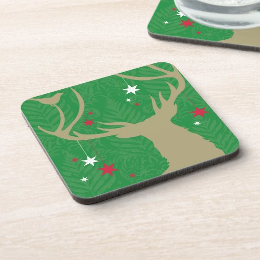 Eine Silhouette eines Rotwilds mit den Sternen, Getränkeuntersetzer (Linke Seite)