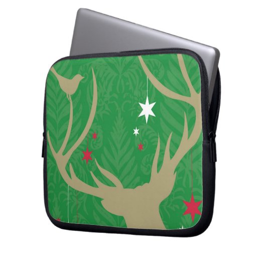 Eine Silhouette eines Rotwilds mit den Sternen, Laptopschutzhülle (Vorderseite Links)