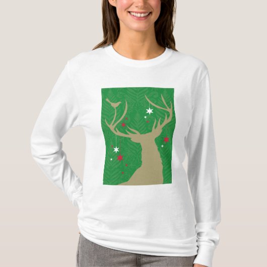 Eine Silhouette eines Rotwilds mit den Sternen, T-Shirt (Vorderseite)