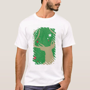 Eine Silhouette eines Rotwilds mit den Sternen, T-Shirt