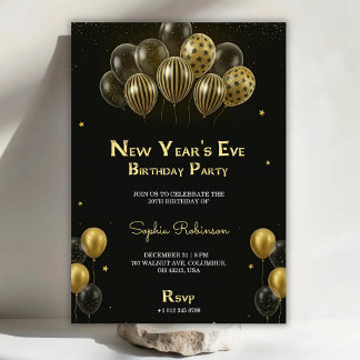 Eine Silvester-Geburtstagsparty-Einladung mit los Einladung